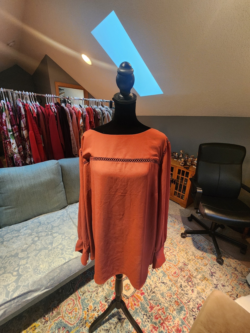 Loft Women's Pumpkin Spice Burnt Orange Long-Sleeve Top Size 26 Plus